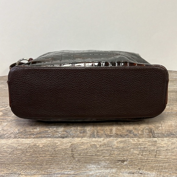 Brighton CHER Croc Patent Leather Shoulder Bag with Duster/Storage Bag D446849 - Picture 7 of 11